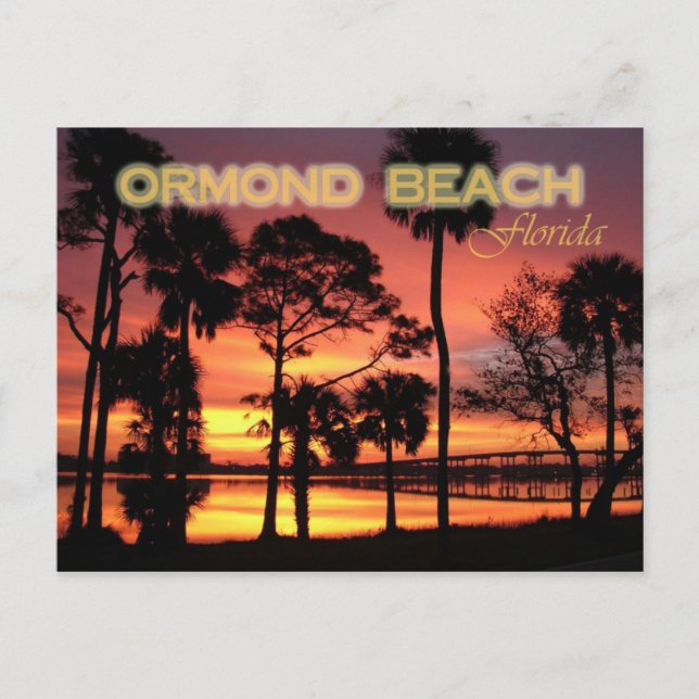 Carte Postale Coucher de soleil sur Ormond Beach, Floride (Devant)