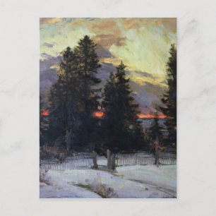 Carte Postale Coucher de soleil sur un paysage hivernal, vers 19