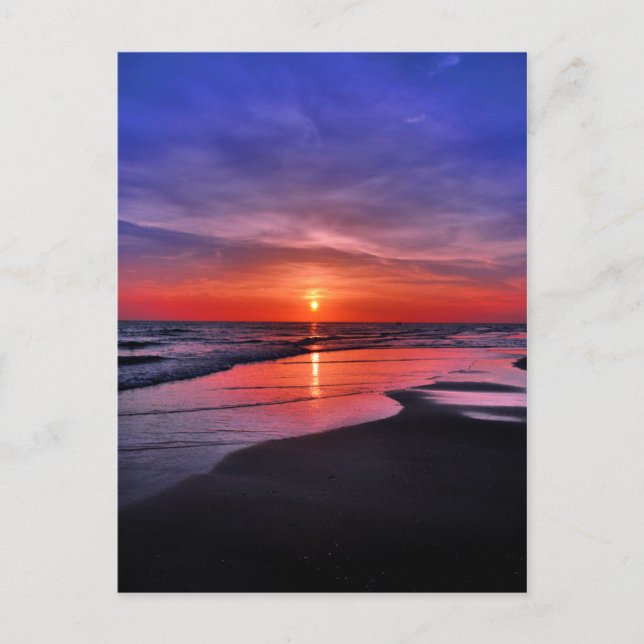 Carte Postale Coucher de soleil sur une plage de l'île Anna Mari (Devant)