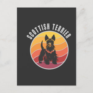 Carte Postale Coucher de soleil vintage Scottish Terrier