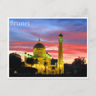 Carte Postale coucher du soleil de la mosquée brunei