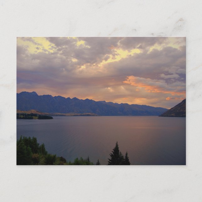 Carte Postale Coucher du soleil du lac Wakatipu, Queenstown, Nou (Devant)