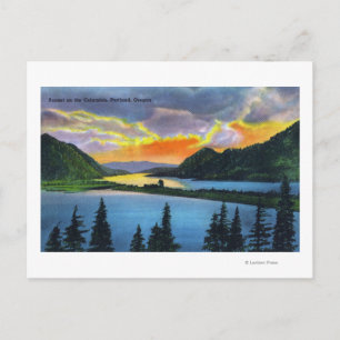 Carte Postale Coucher du soleil sur la rivière Columbia