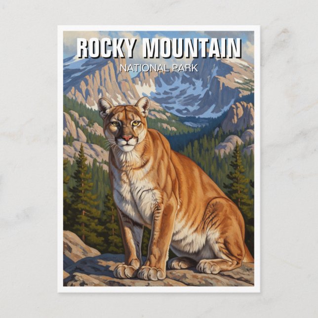 Carte Postale Cougar in Rocky Mountain National Park Voyage (Devant)