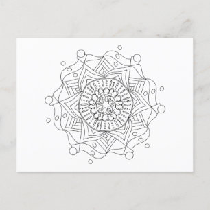 Carte postale couleur adulte avec Mandala Art orig