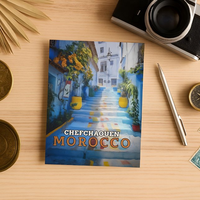 Carte Postale Couleur bleu Chefchaouen Maroc Médina (Créateur téléchargé)