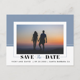 Carte Postale Couleur bleu foncé bloc mariage Enregistrer la pho