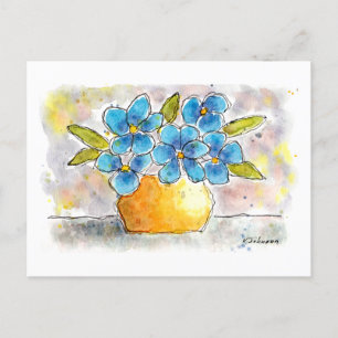 Carte postale couleur bleu violet aquarelle
