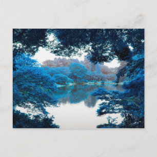 Carte Postale Couleur bleue affectée cool, nature unique, lac