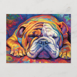 Carte Postale Couleur Bulldog dormir