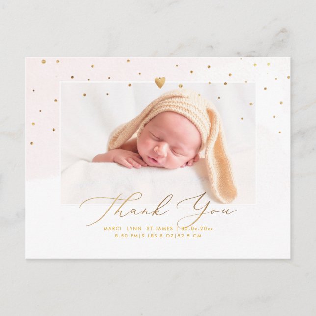 Carte Postale Couleur d'aquarelle en Merci de Baby shower PixDez (Devant)