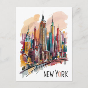 Carte Postale couleur de l'eau new york city skyline