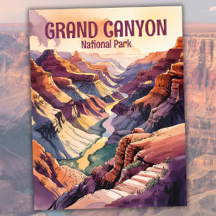 Carte Postale Couleur d'eau colorée sur mesure Grand Canyon Sout