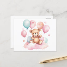 Couleur d'eau mignonne Boulon en peluche sur nuage