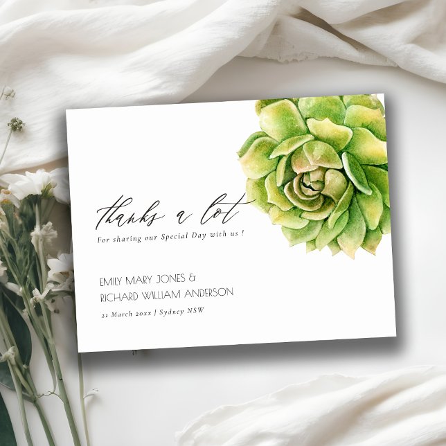 CARTE POSTALE COULEUR D'EAU VERTE VIBRANT MERCI SUCCULENT (Créateur téléchargé)