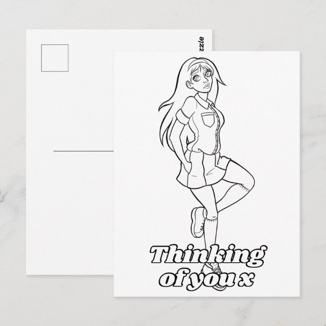 Carte Postale Couleur moi dans l'activité Anime Cartoon Ado écol (Devant / Derrière)