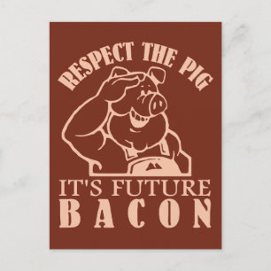 Carte postale couleur personnalisée PIG TO BACON