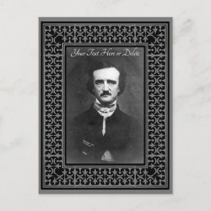 Carte Postale Couleur/Texte Edgar Allen Poe Bordure Vintage