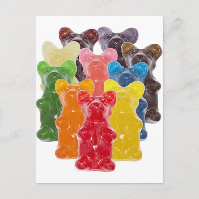 Carte Postale couleurs arc-en-ciel bonbon amant guman ours (Devant)