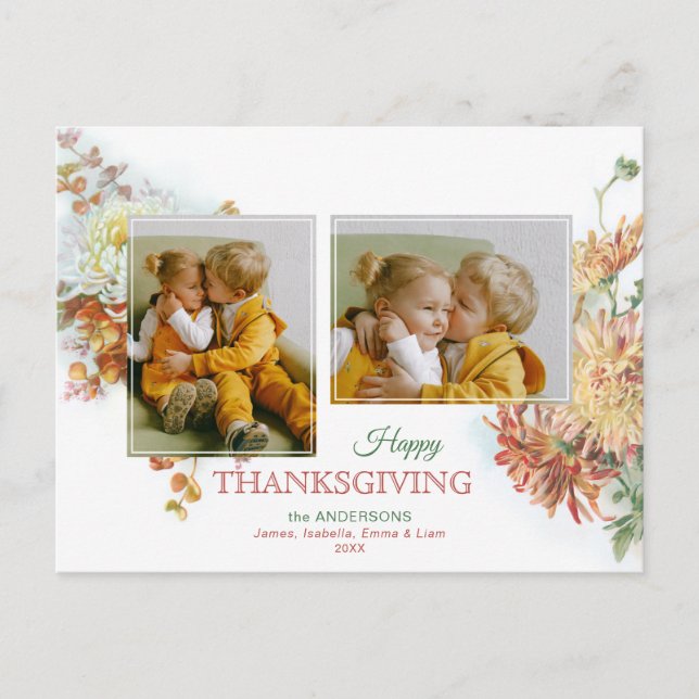 Carte Postale Couleurs d'automne Floral Thanksgiving 2-Photo (Devant)