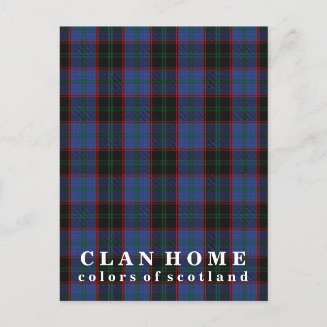 Carte Postale Couleurs de l'Ecosse Clan Home Tartan (Devant)
