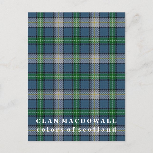 Carte Postale Couleurs de l'Écosse Clan MacDowall Tartan (Devant)