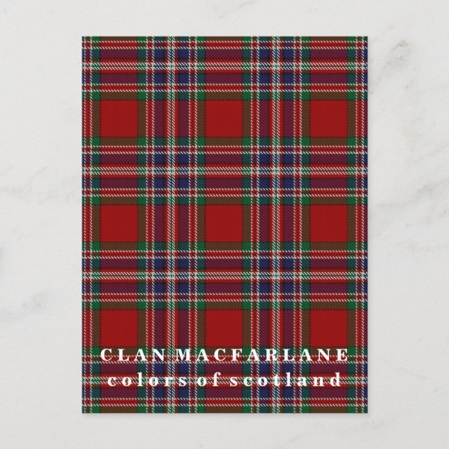 Carte Postale Couleurs de l'Écosse Clan MacFarlane Tartan (Devant)