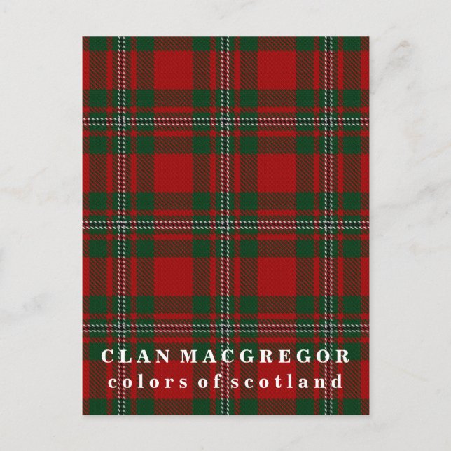 Carte Postale Couleurs de l'Écosse Clan MacGregor Tartan (Devant)