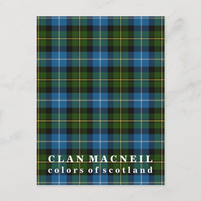 Carte Postale Couleurs de l'Écosse Clan MacNeil Tartan (Devant)