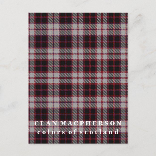 Carte Postale Couleurs de l'Écosse Clan MacPherson Tartan (Devant)