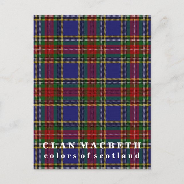 Carte Postale Couleurs d'Ecosse Clan MacBeth Tartan (Devant)