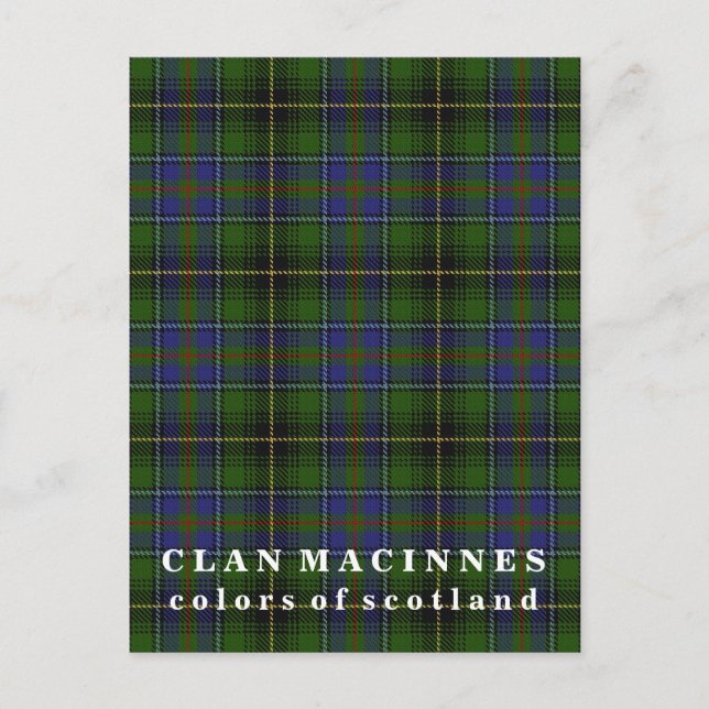 Carte Postale Couleurs d'Ecosse Clan MacInnes Tartan (Devant)