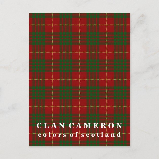 Carte Postale Couleurs du clan écossais Cameron Tartan (Devant)