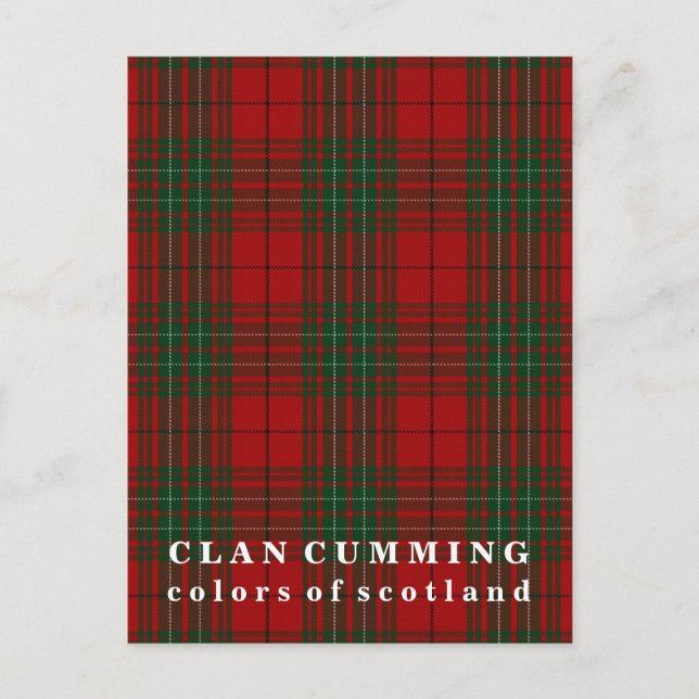 Carte Postale Couleurs du clan écossais Cumming Tartan (Devant)