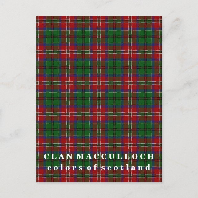 Carte Postale Couleurs du Clan écossais MacCulloch Tartan (Devant)