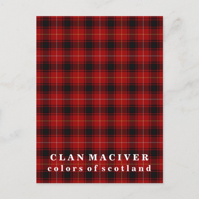 Carte Postale Couleurs du Clan écossais MacIver Tartan (Devant)