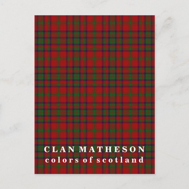 Carte Postale Couleurs du clan écossais Matheson Tartan (Devant)