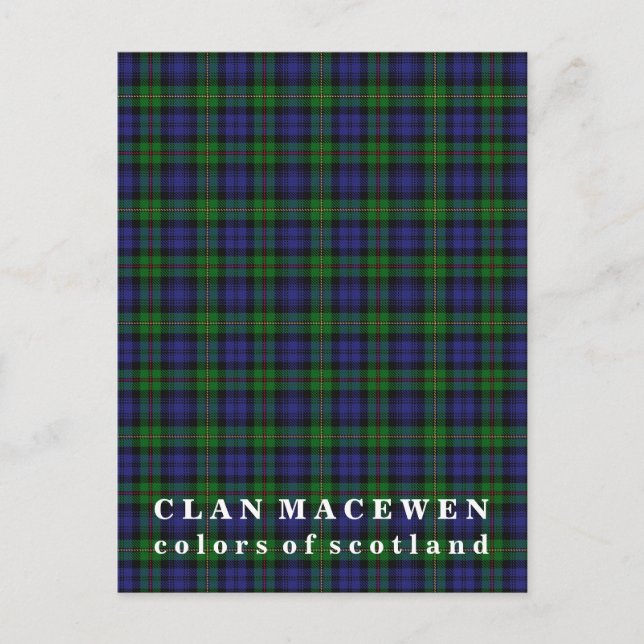 Carte Postale Couleurs du tartan du clan MacEwen d'Écosse (Devant)