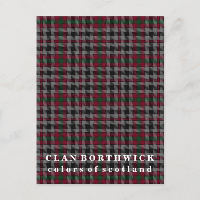 Carte Postale Couleurs écossaises Clan Borthwick Tartan (Devant)
