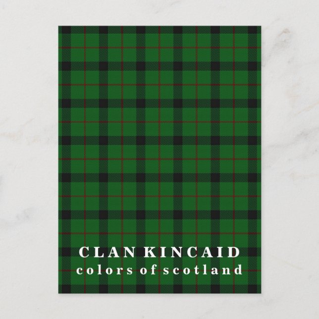 Carte Postale Couleurs écossaises Clan Kincaid Tartan (Devant)