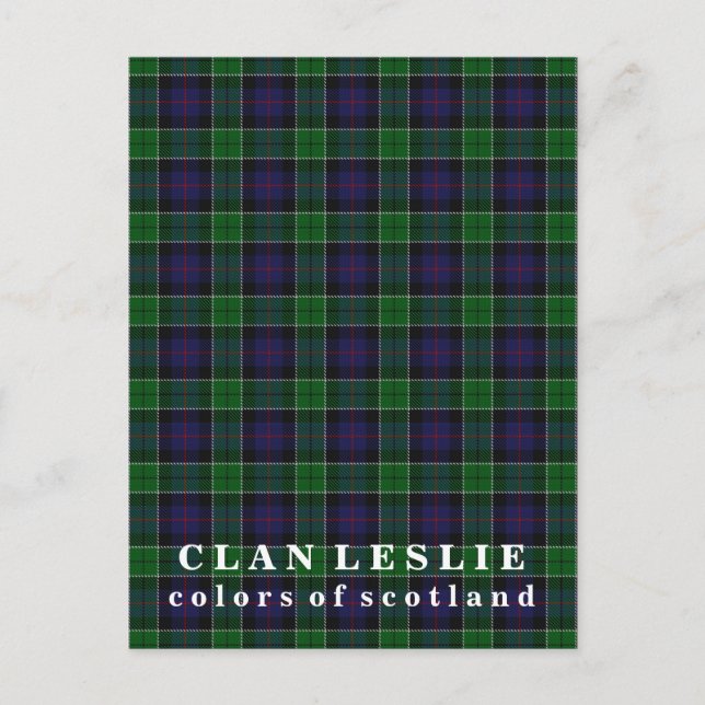 Carte Postale Couleurs écossaises Clan Leslie Tartan (Devant)