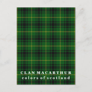 Carte Postale Couleurs écossaises Clan MacArthur Tartan
