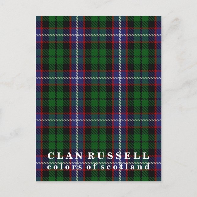 Carte Postale Couleurs écossaises Clan Russell Tartan (Devant)