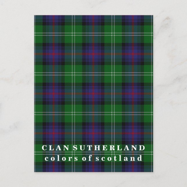Carte Postale Couleurs écossaises Clan Sutherland Tartan (Devant)