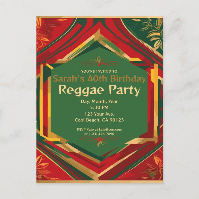 Carte Postale Couleurs Rasta Florales Fête Reggae Personnalisabl (Devant)