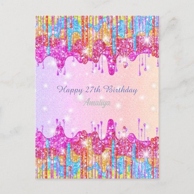 Carte Postale Couleurs vives de paillettes arc-en-ciel pour anni (Devant)