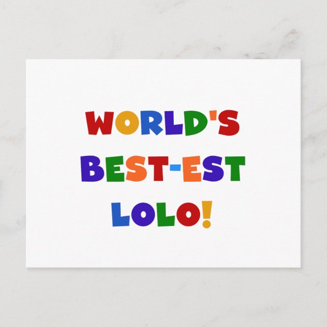 Carte Postale Couleurs vives Meilleurs T-shirts et cadeaux Lolo (Devant)