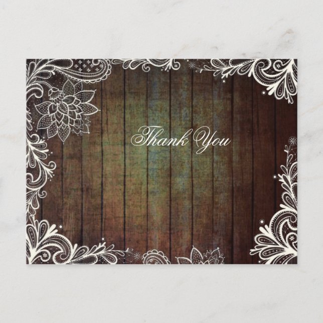 Carte Postale country grange bois dentelle rustique mariage merc (Devant)