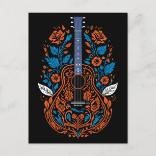 Carte Postale Country Guitare Art
