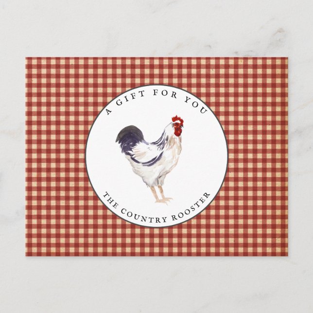 Carte Postale Country Rooster Farmhouse Certificat cadeau (Devant)